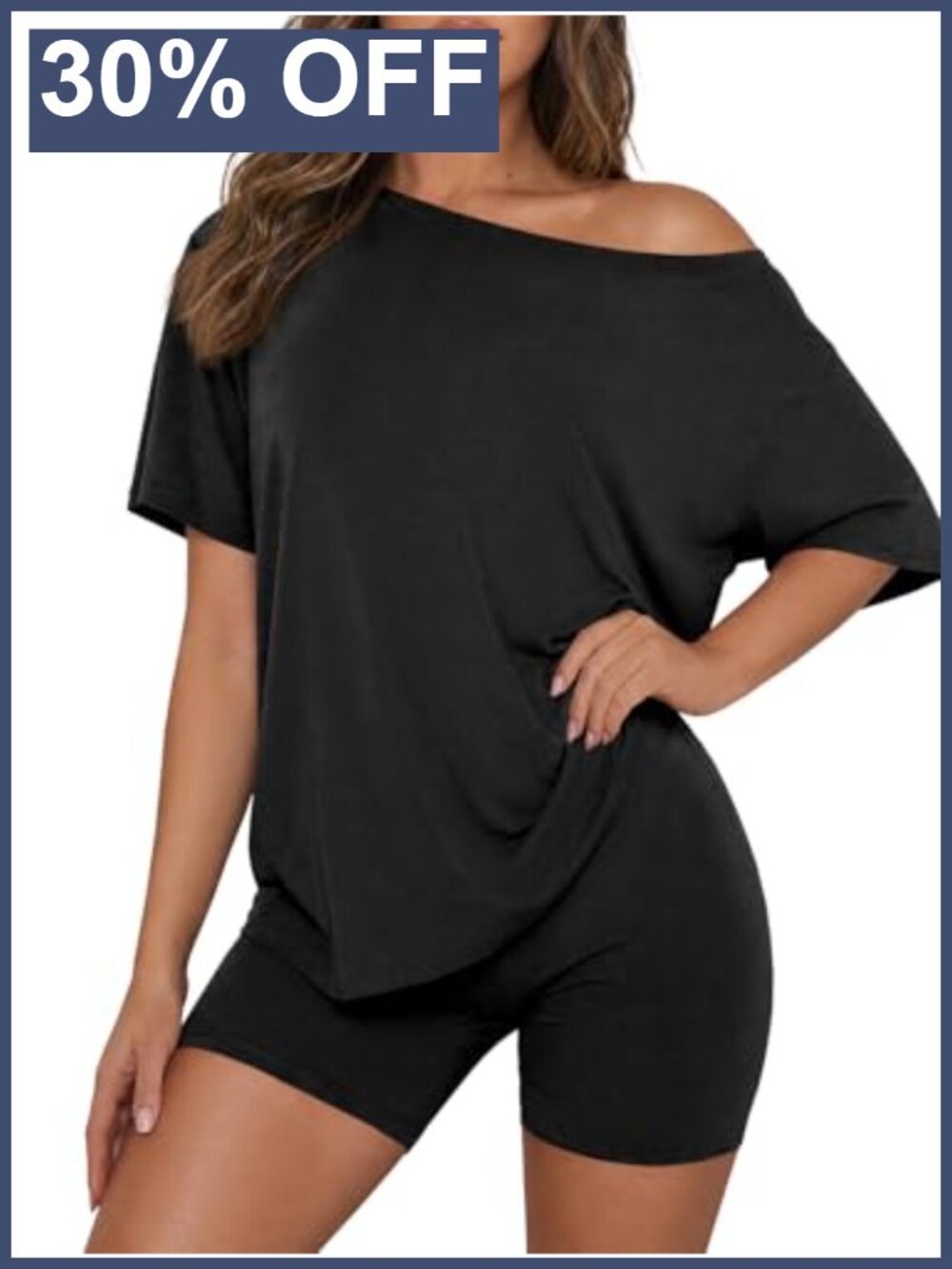 2 Piece Lounge Set Oversized T Shirt Biker Shorts Matching Outfit Summer